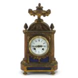 19th century French gilt metal mantle clock striking on a bell with enamelled dial, the Japy