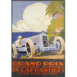 Alex Kow - Grand Prix Motor Racing interest poster, framed and glazed, 69cm x 49cm excluding the