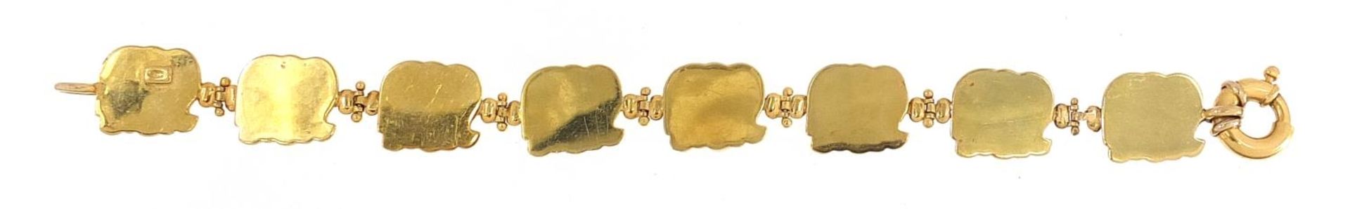 18ct gold elephant design bracelet, 18cm in length, 20.2g - Image 3 of 6