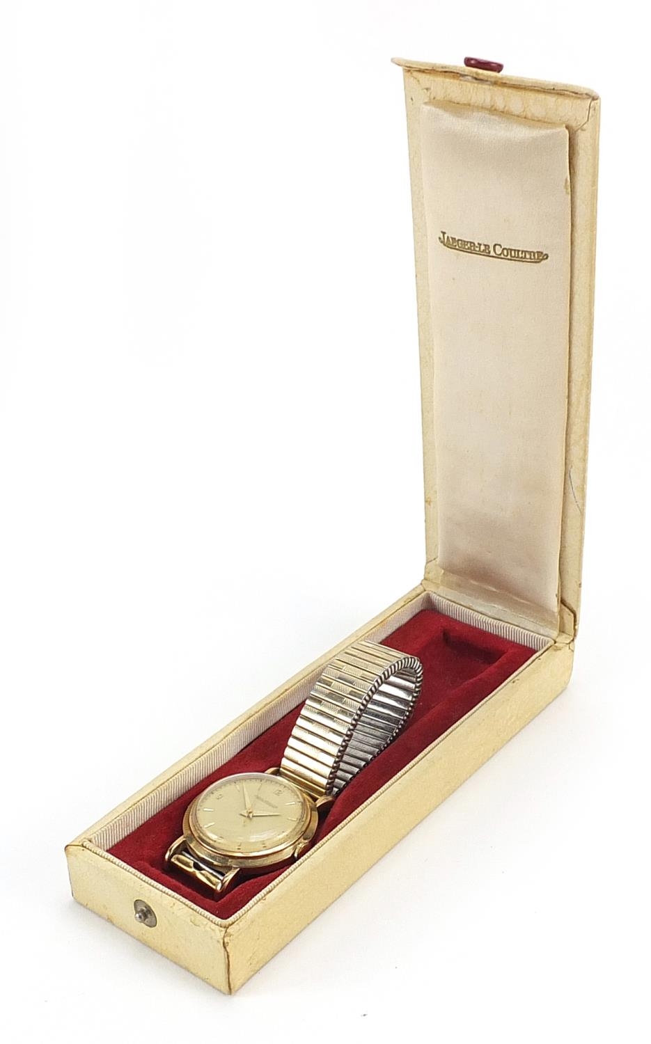 Jaeger LeCoultre, vintage gentlemen's 9ct gold wristwatch with Barclay's Bank inscription box, the - Image 5 of 6