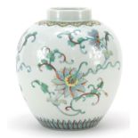 Chinese doucai porcelain jar hand painted with flowers, six figure character marks to the base, 19cm