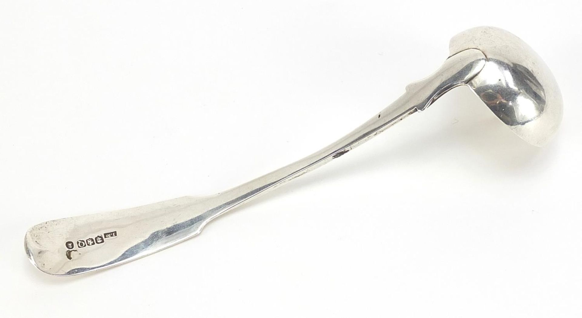 William IV Scottish silver ladle, J M maker's mark, Glasgow 1835, 17cm in length, 46.5g - Image 2 of 3