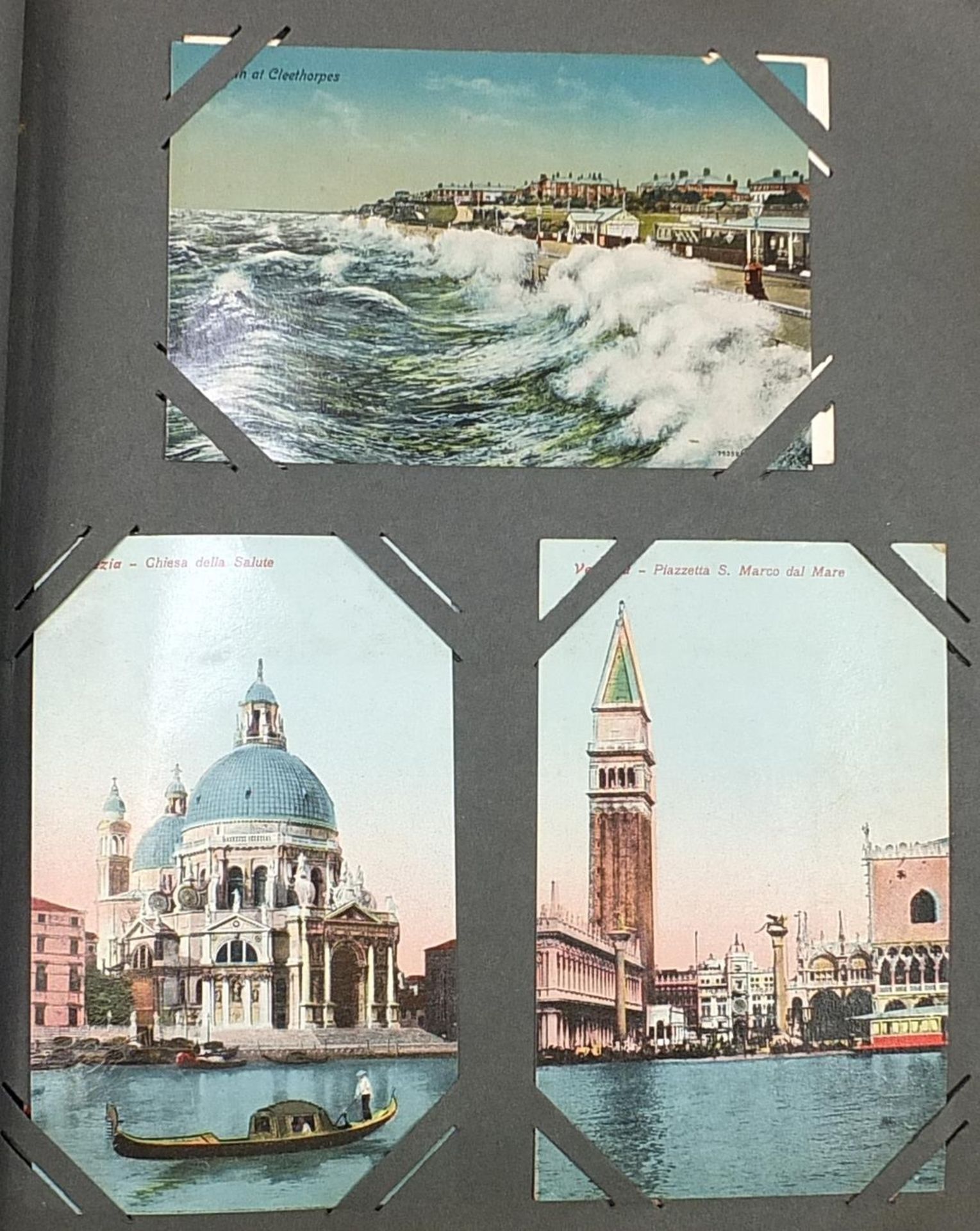 Topographical and Naval interest postcards arranged in an album, some photographic including ships - Image 4 of 15