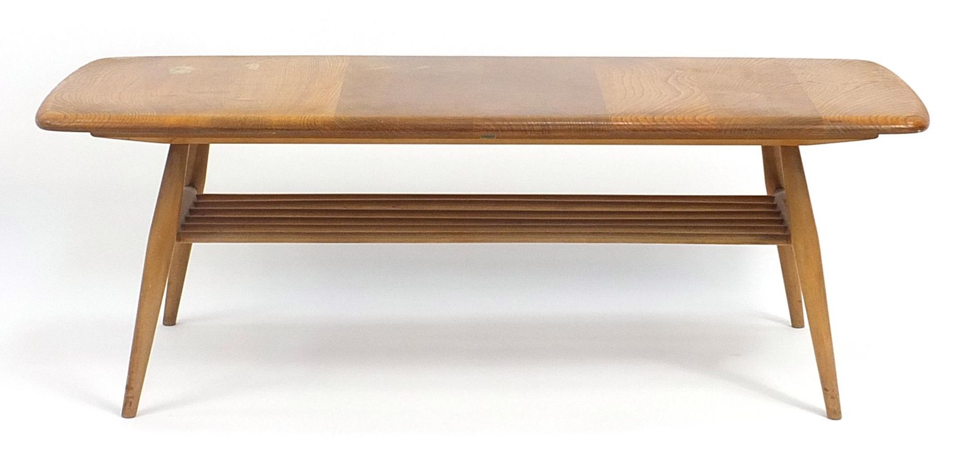 Ercol Winsor light elm coffee table with under tier, 36cm H x 106cm W x 43cm D - Image 4 of 5