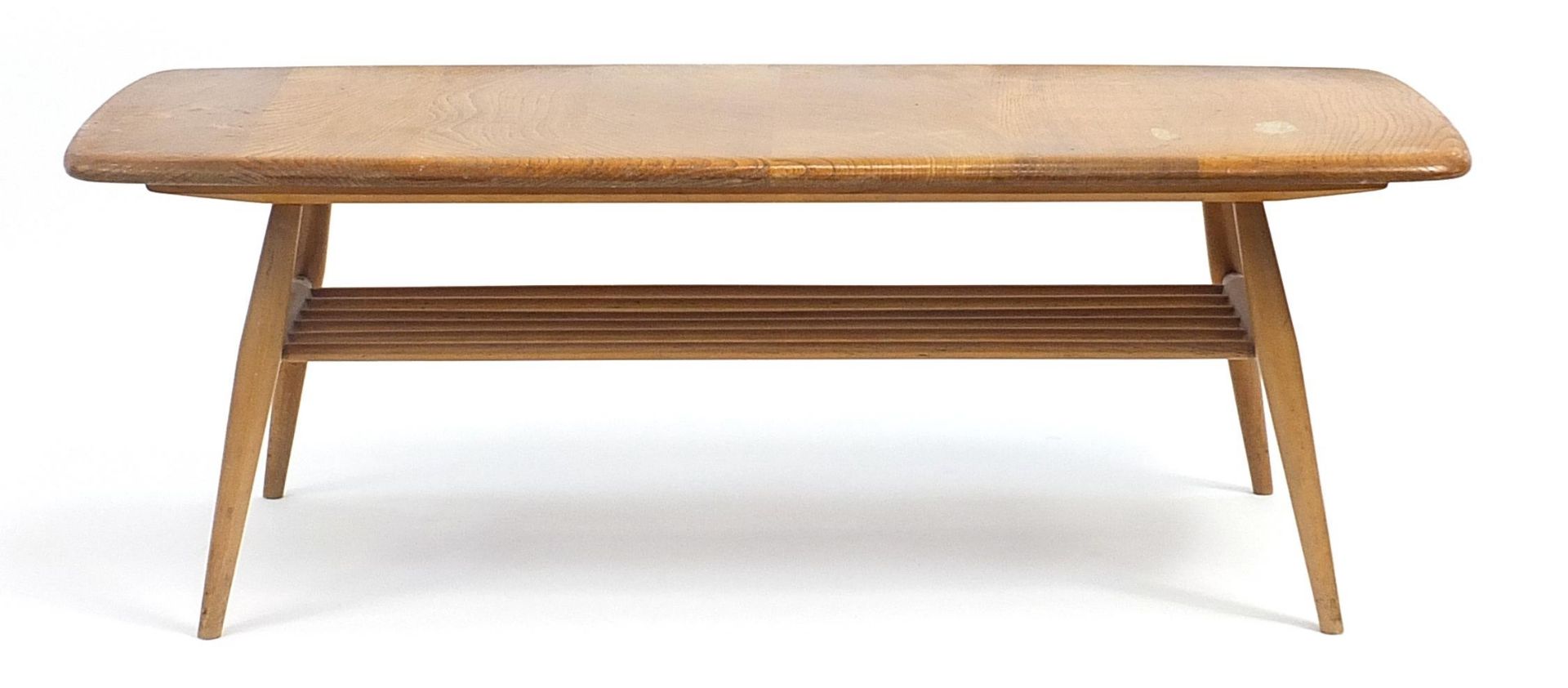 Ercol Winsor light elm coffee table with under tier, 36cm H x 106cm W x 43cm D - Image 2 of 5