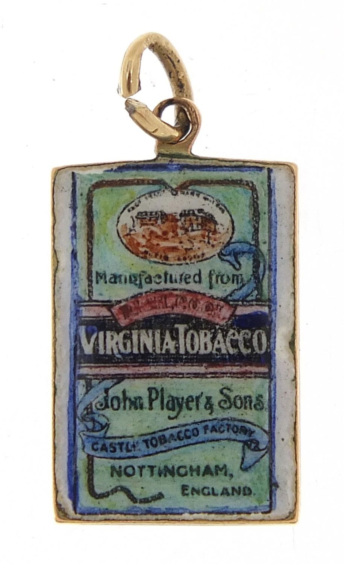 Unmarked gold and enamel Player's Cigarettes charm, 13cm high, 1.7g - Image 2 of 2
