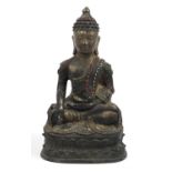 *WITHDRAWN* Large Chino Tibetan bronzed figure of seated Buddha, 48.5cm high