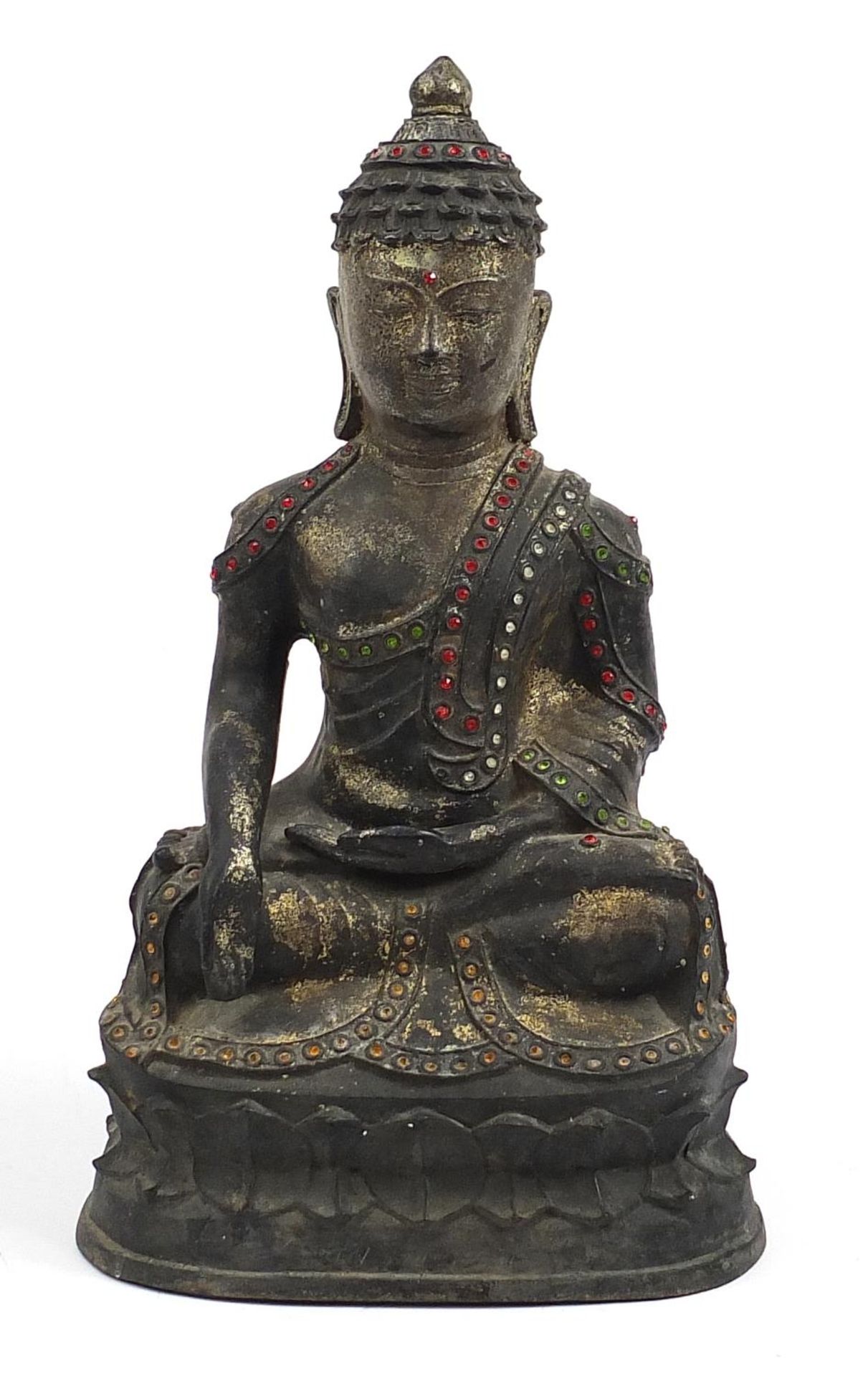 *WITHDRAWN* Large Chino Tibetan bronzed figure of seated Buddha, 48.5cm high