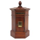 Georgian style hardwood table top letterbox in the form of a postbox, 46cm high