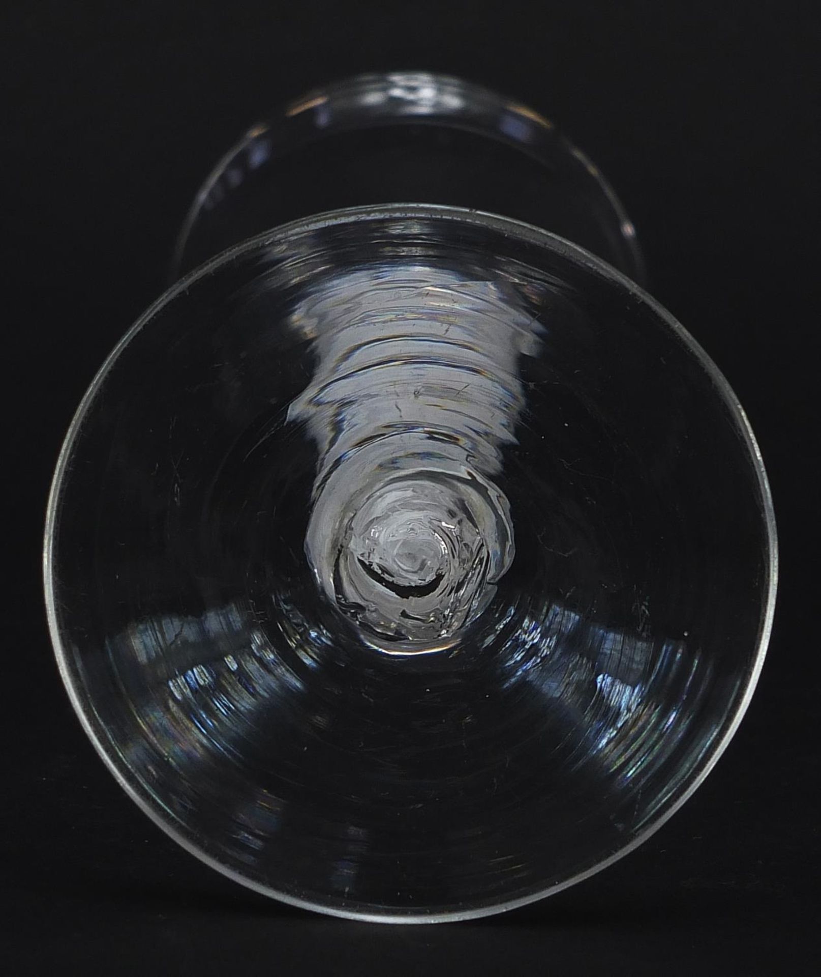 18th century wine glass with bell shaped bowl and multiple opaque twist stem, 16cm high - Image 3 of 3