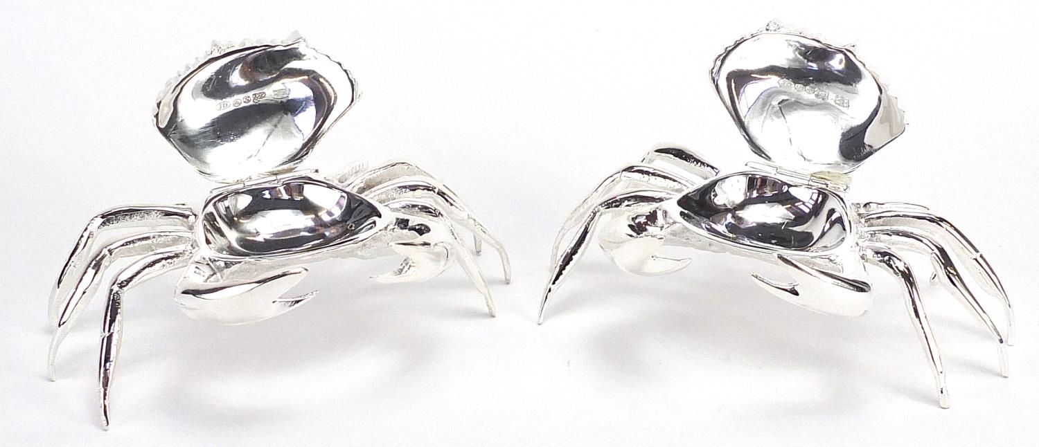 Pair of silver plated crab design trinkets with hinged lids, 12cm wide - Image 2 of 5