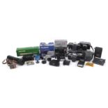 Vintage and later cameras, lenses and accessories including Olympus C-725, Helios 20X telescope,