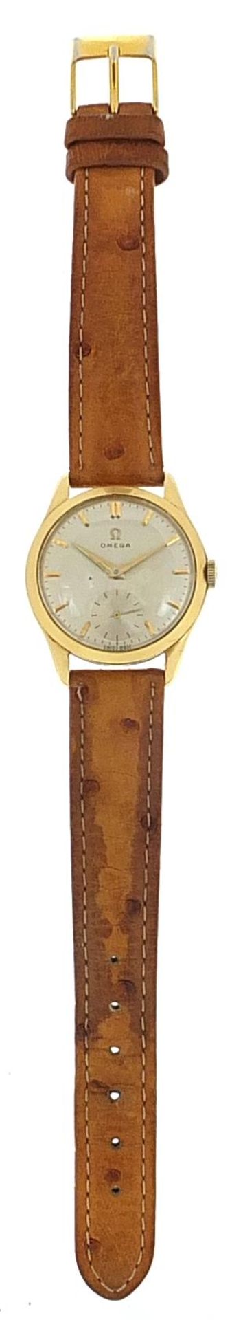 Omega, gentlemen's 18ct gold manual wind wristwatch with subsidiary dial, the movement numbered - Image 2 of 6