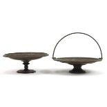 Grand Tour bronzed comport and pedestal dish with swing handle, each decorated with classical