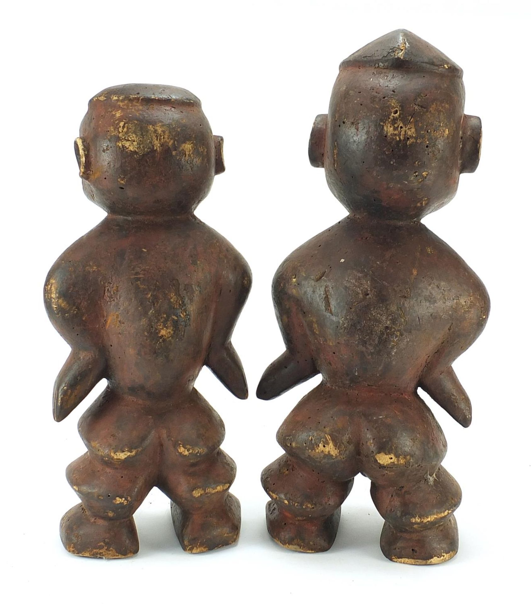 Pair of tribal interest carved hardwood fertility figures, the largest 50cm high - Image 2 of 3