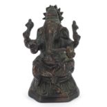 Indian patinated bronze study of Ganesh, 15.5cm high