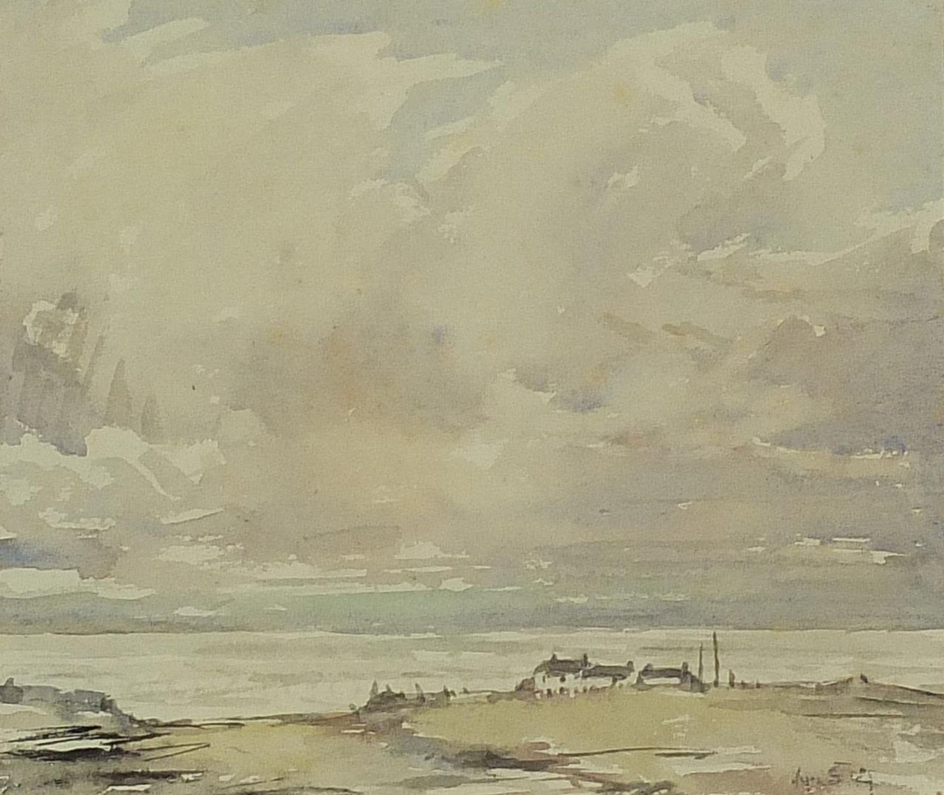 John Smith Atherton - Near Cocker Sands, early 20th century watercolour, mounted, framed and glazed,