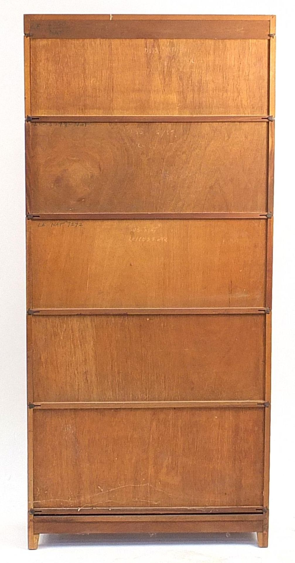 Globe Wernicke style oak five tier glazed bookcase, 190cm x 87cm W x 31cm D - Image 2 of 2