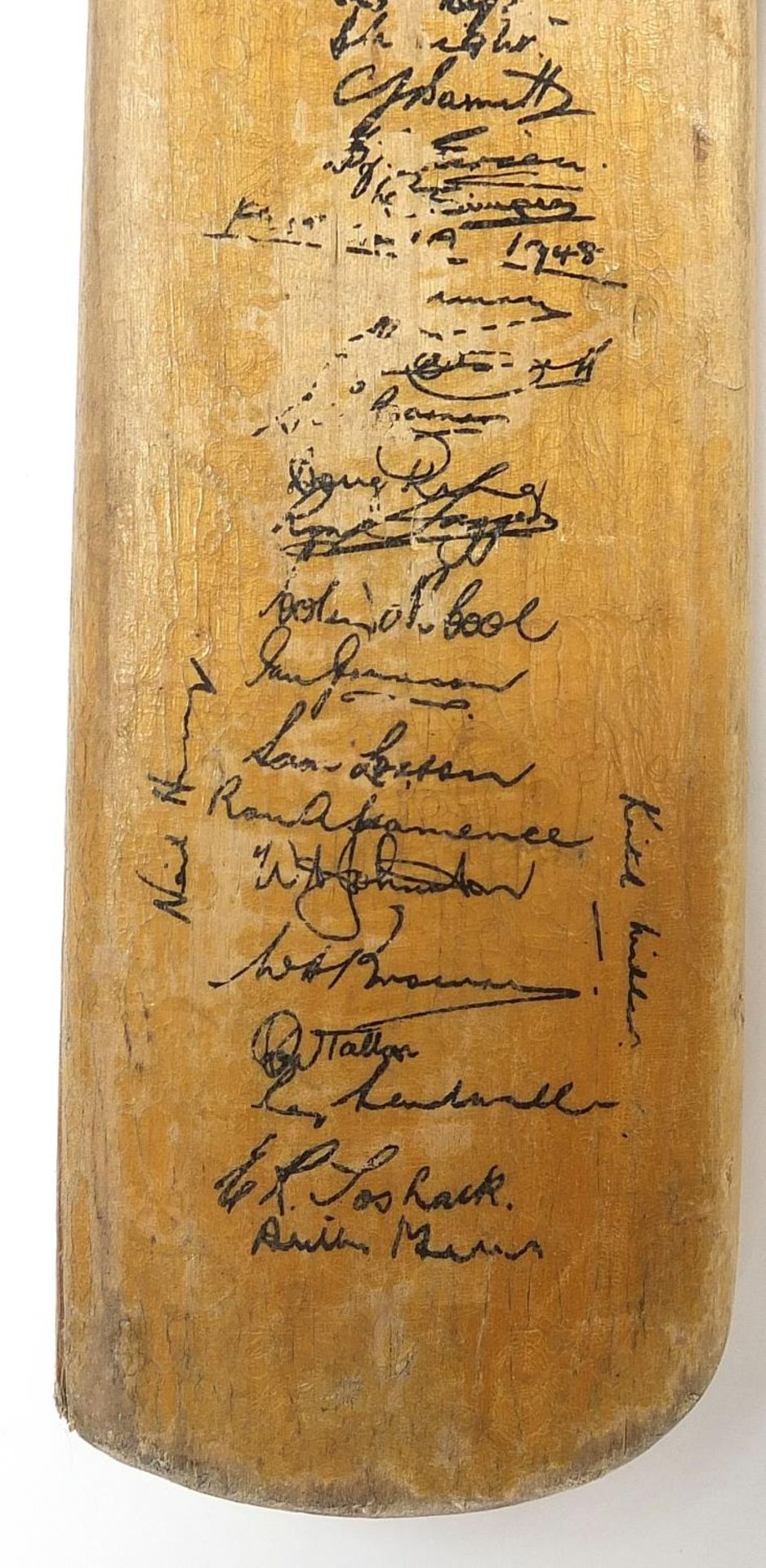 Two miniature autographed cricket bats comprising West Indies Tour 1950-60 and The Len Hutton - Image 3 of 5