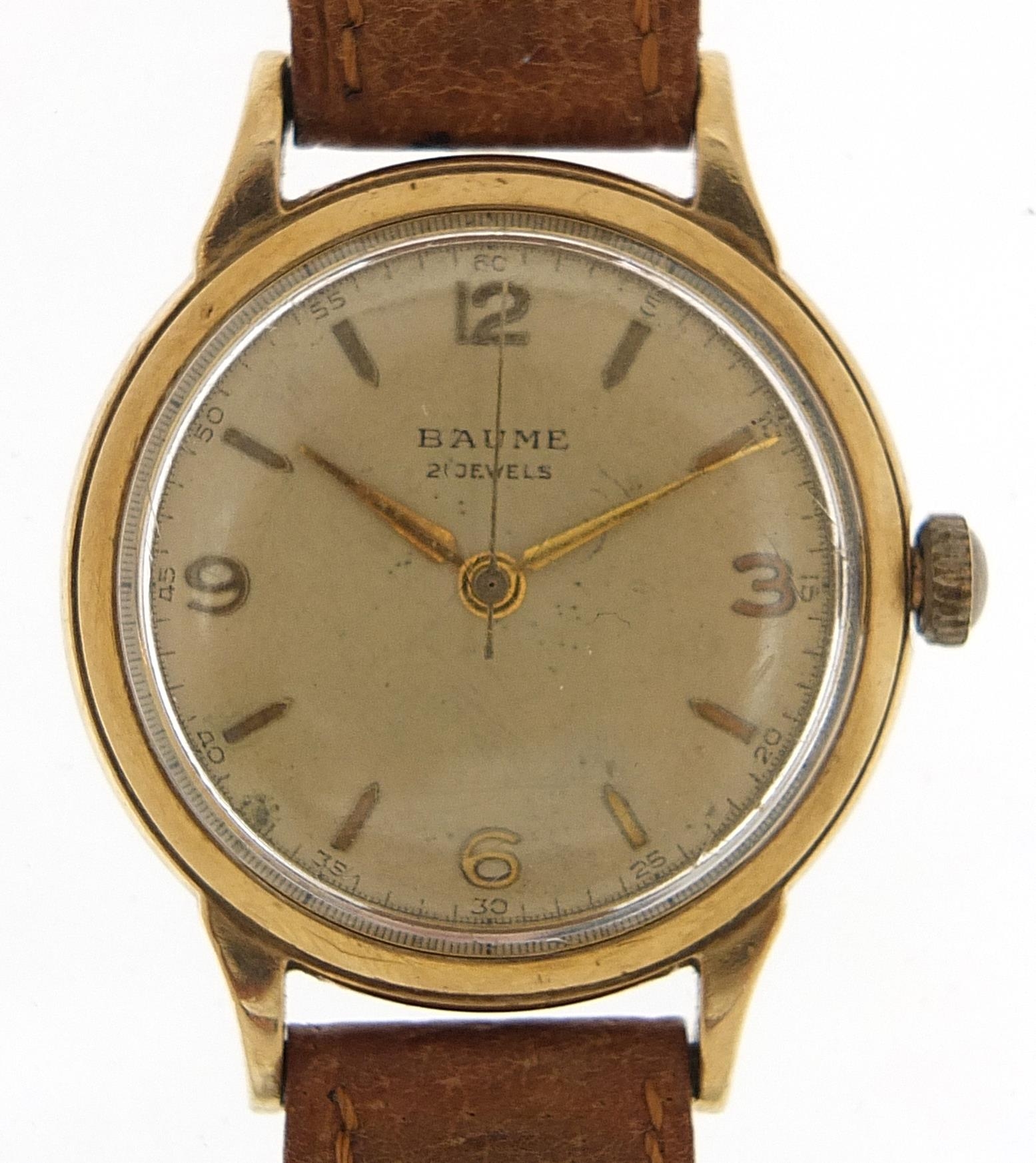 Baume, vintage gentlemen's gold wristwatch, 32mm in diameter