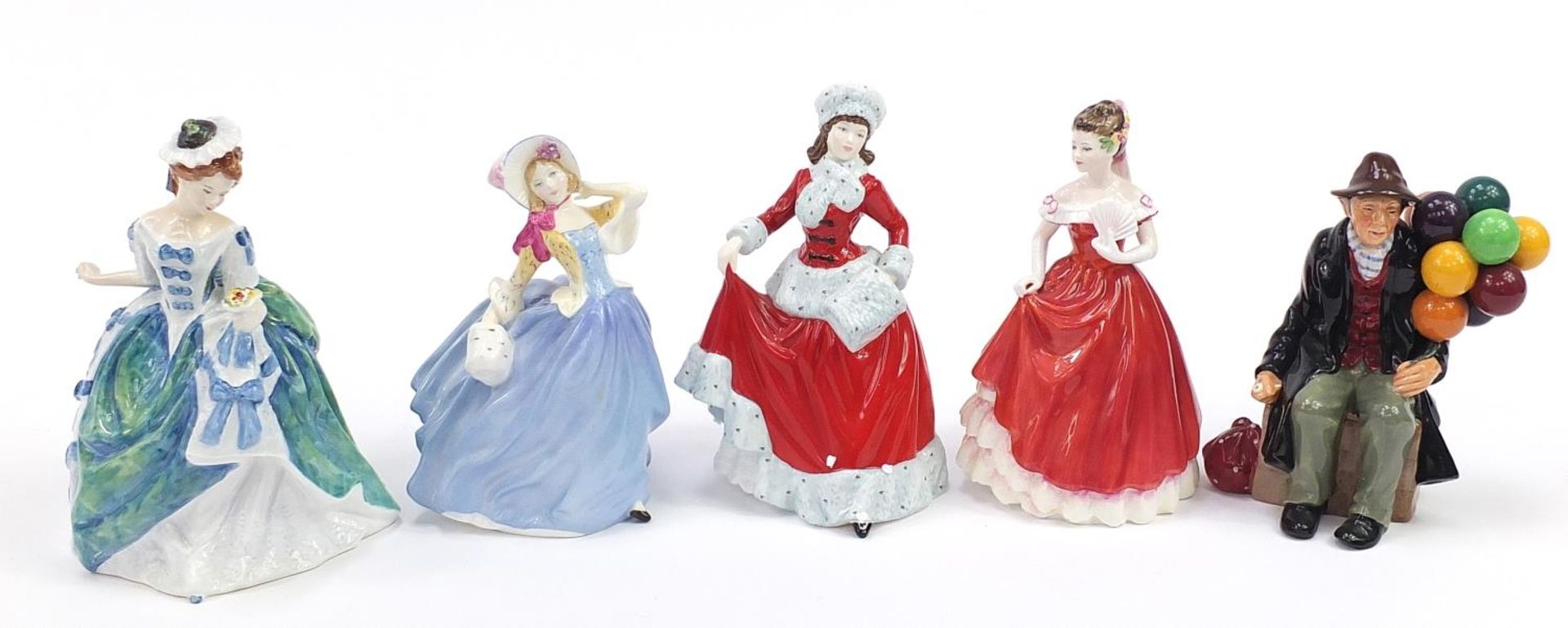 Five Royal Doulton figurines with boxes including Molly and Linda, each 20cm high - Image 2 of 7