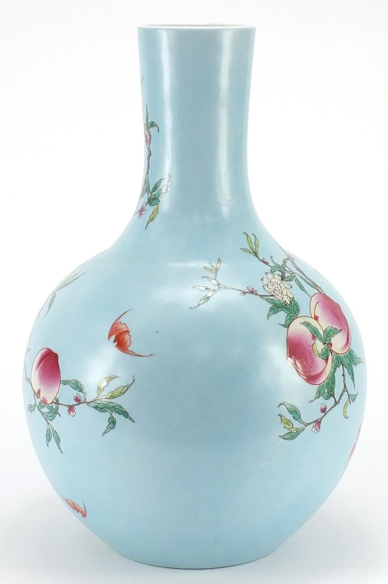 Large Chinese porcelain vase decorated with peach trees, six figure character marks to the base, - Image 2 of 3