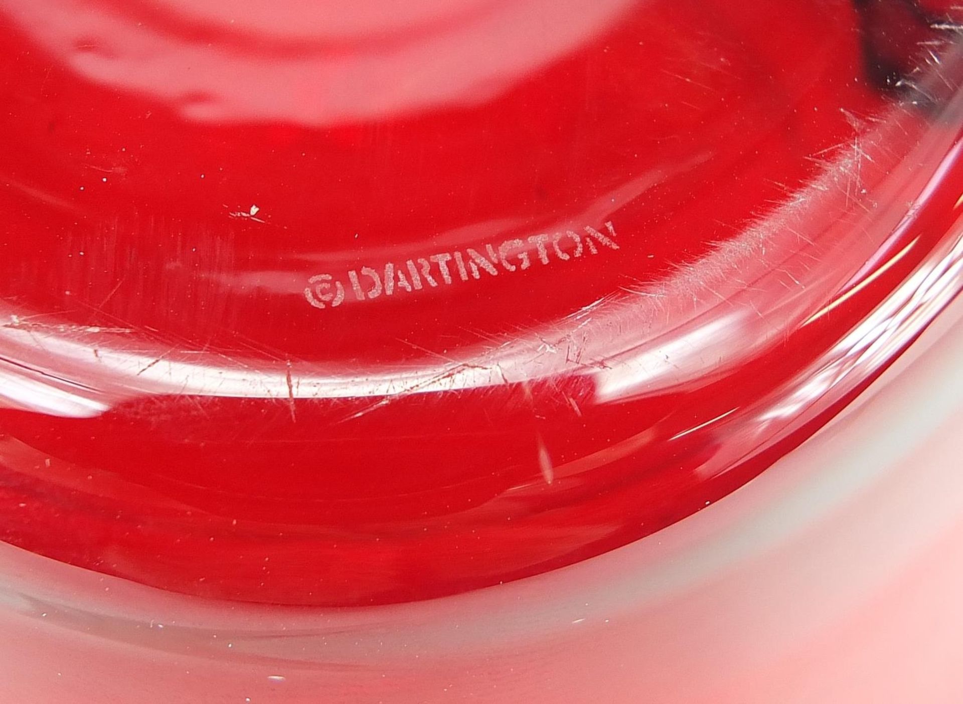 Dartington Crystal ruby glass bowl, 17cm high x 23.5cm in diameter - Image 4 of 4
