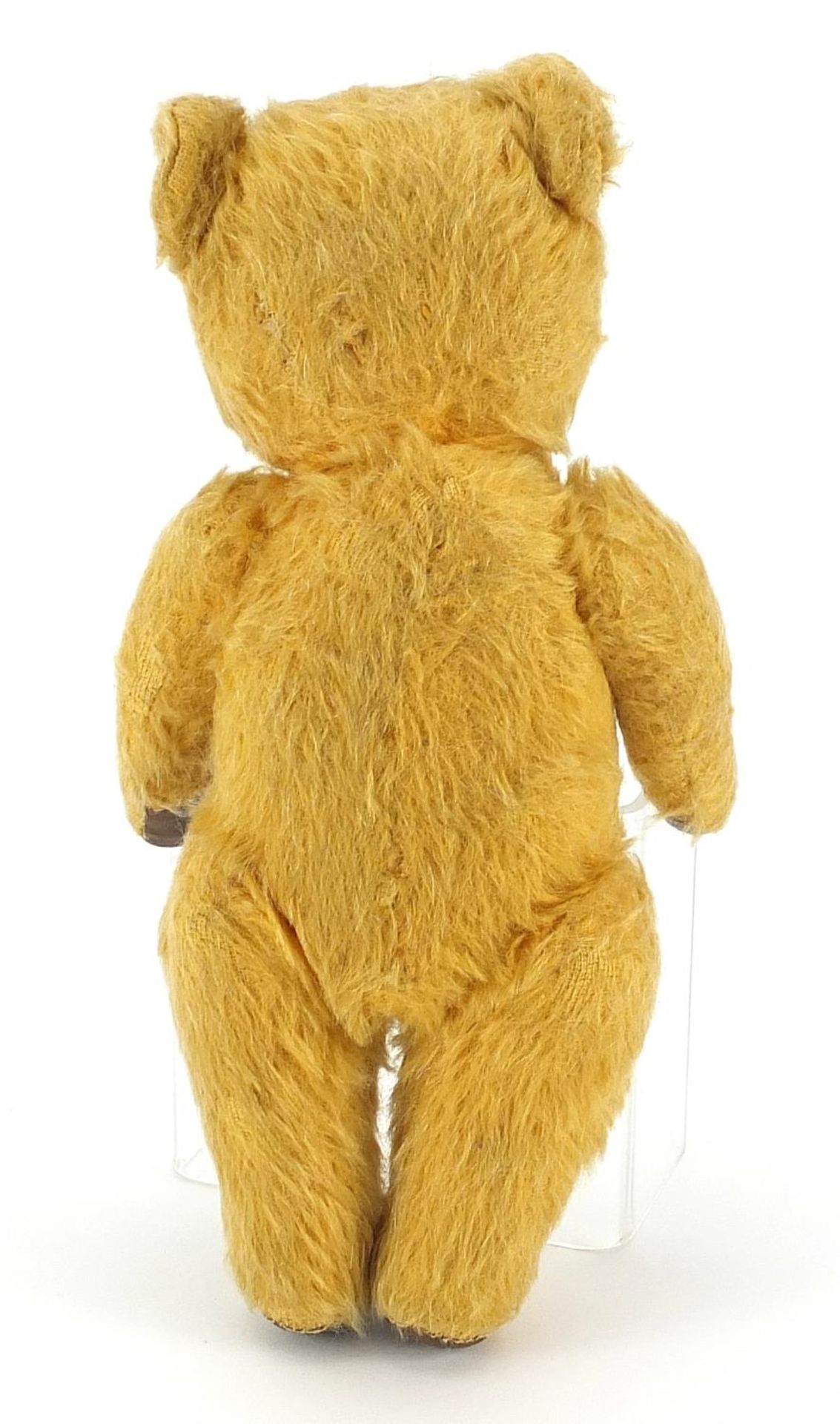 Vintage golden straw filled teddy bear with jointed limbs, 23.5cm high - Image 2 of 3