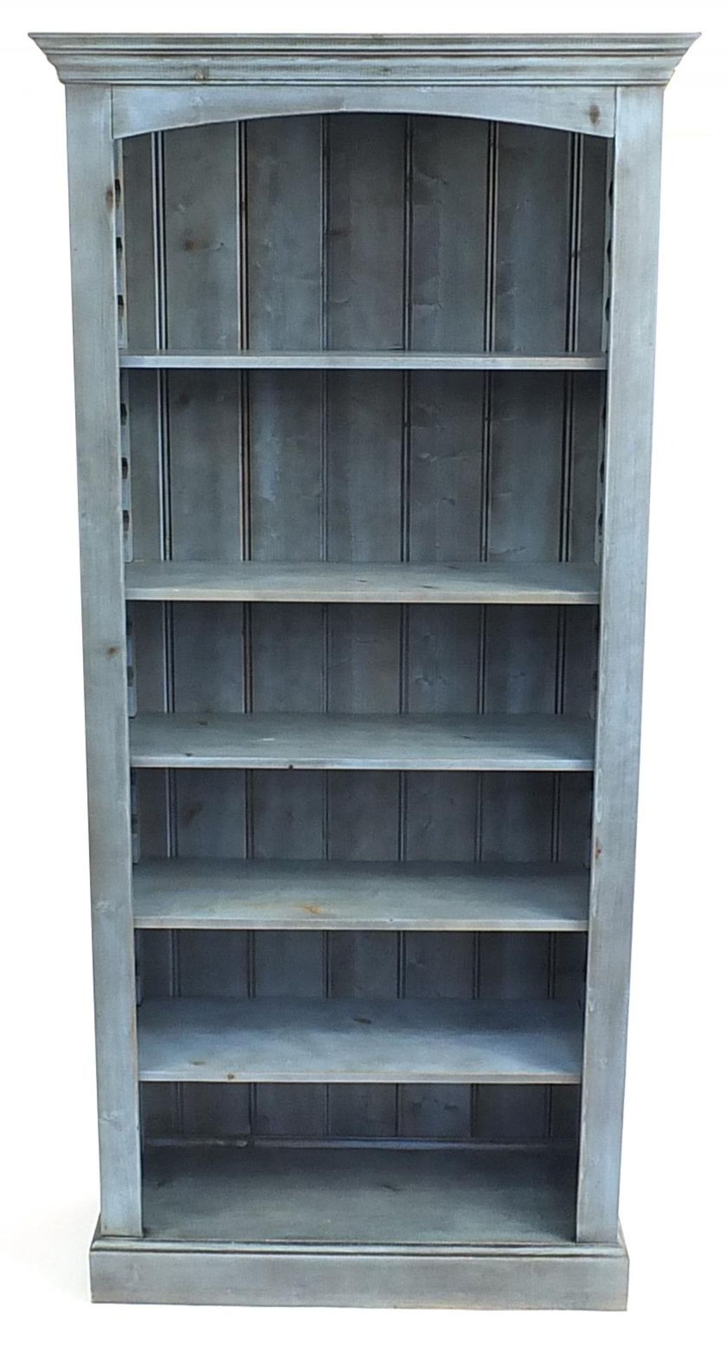 Painted pine six shelf open bookcase with adjustable shelves, 200cm H x 94cm W x 36cm D - Image 2 of 3
