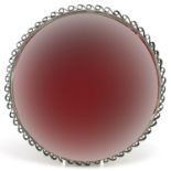 Indian Goa silver filigree mirror with bevelled glass, 23.5cm cm in diameter