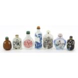 Chinese snuff bottles including internally hand painted, cloisonne and porcelain examples, the