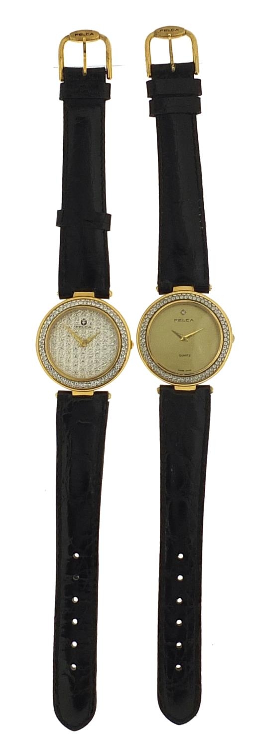 Felca, two 18ct gold plated wristwatches numbered 721.019, 30mm in diameter - Image 2 of 6