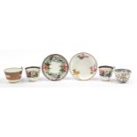 Four early 19th century Swansea porcelain cups and two saucers, one saucer probably Nantgarw, four