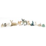 Collectable china animals including Beswick Dalmatian, Russian USSR tiger cub and Poole otter, the