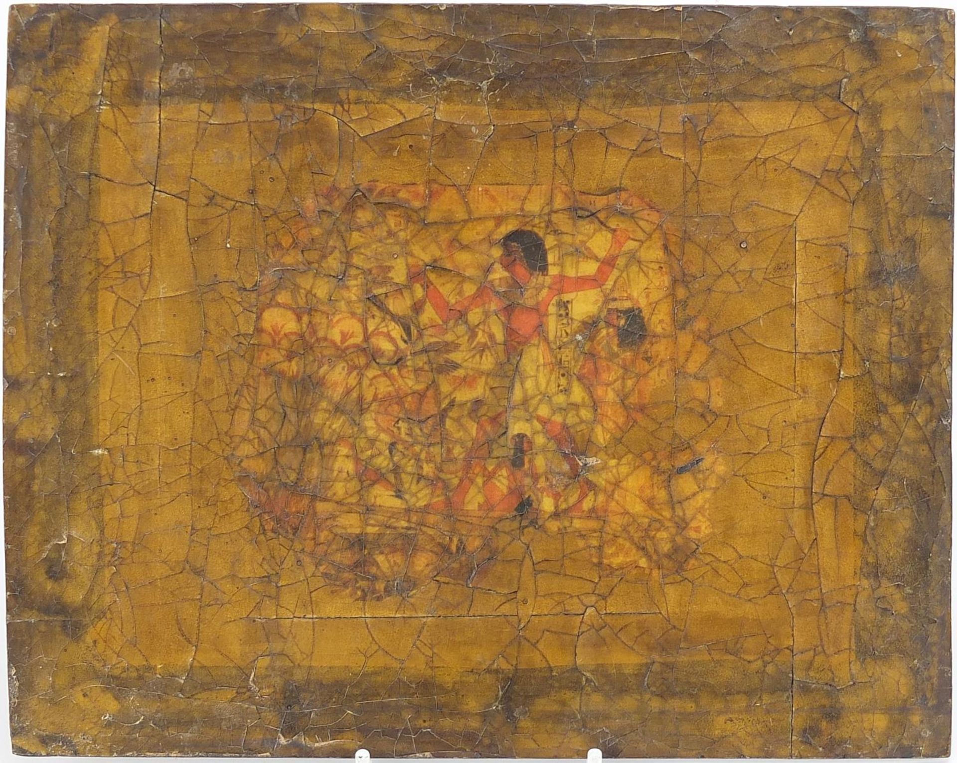 Eyptian papier mache panel, 25cm x 20cm