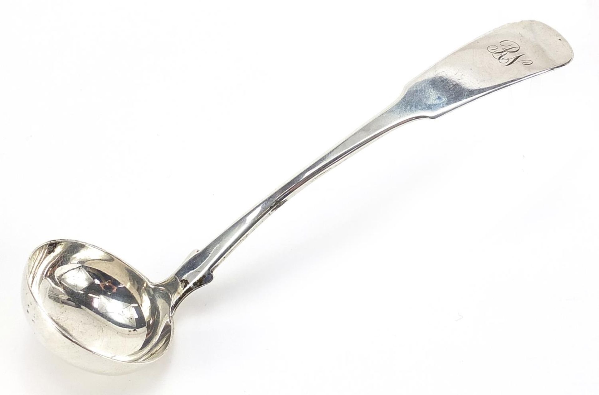 William IV Scottish silver ladle, J M maker's mark, Glasgow 1835, 17cm in length, 46.5g