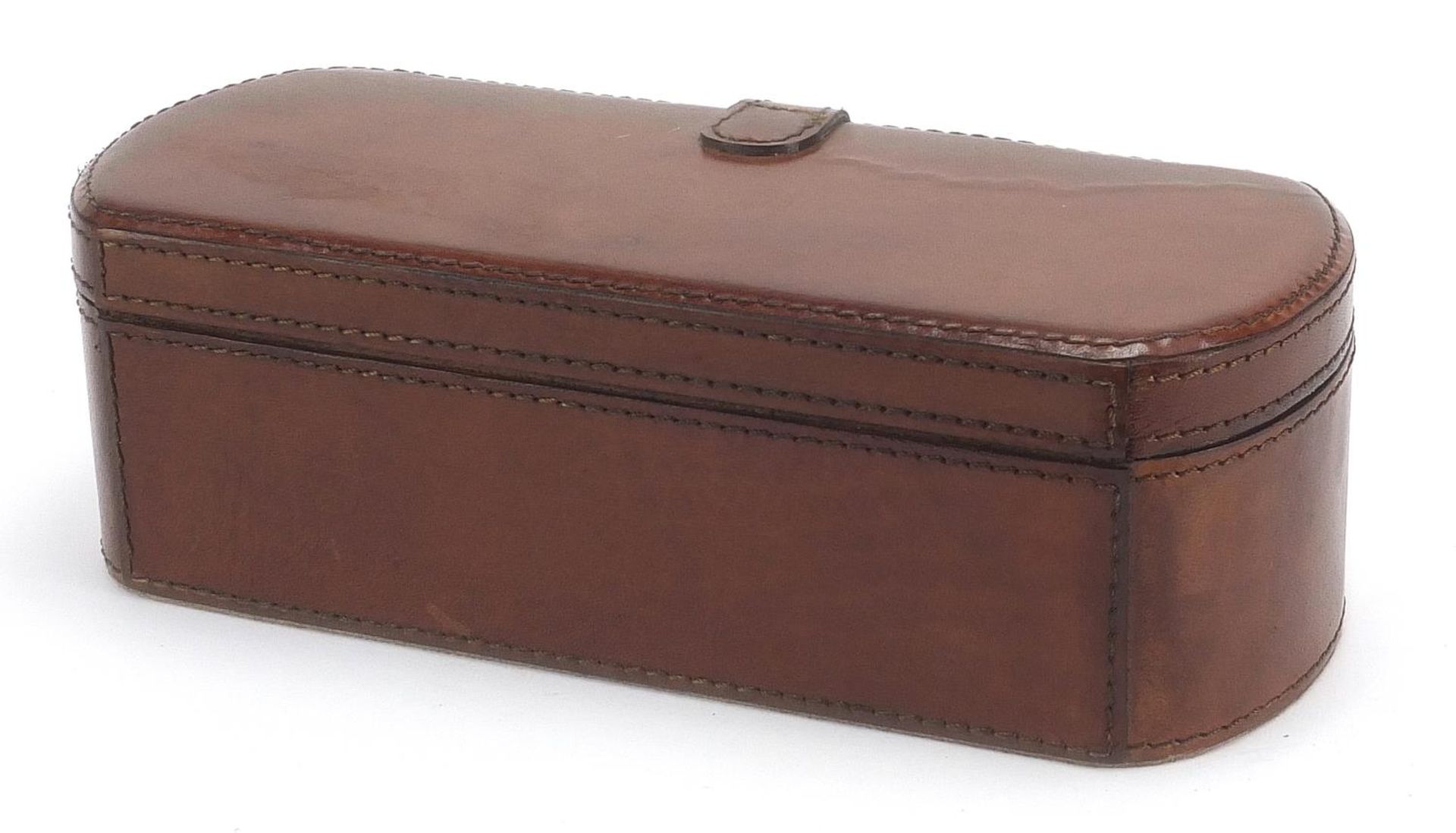 As new brown leather wristwatch box, 8cm H x 25cm x 10.5cm D - Image 3 of 4