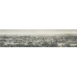 Panoramic photographic print of London from Parliament Hill Fields, with the key to the principal
