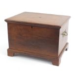 Mahogany lockable document box with brass hinges and carrying handles, 40cm H x 59cm W x 43cm D