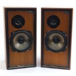 Pair of retro Goodmans Achromat 250 wooden speakers, 56cm high