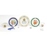 Commemorative ceramics including Aynsley Kings & Queens of England twin handled mug, plate and boxed