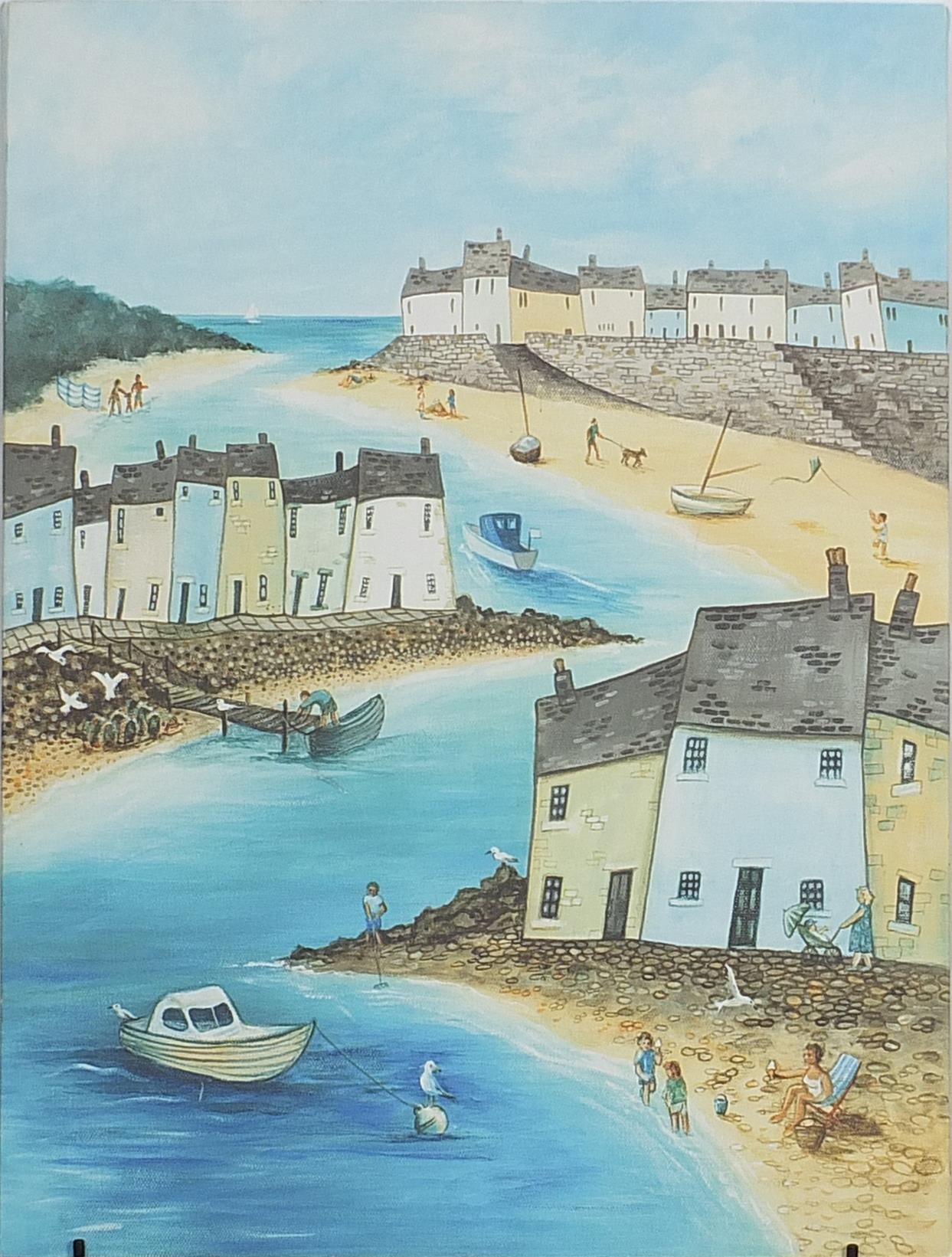 Cornish seaside town, oil on canvas print, 83cm x 60cm