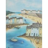 Cornish seaside town, oil on canvas print, 83cm x 60cm