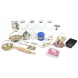 Cake baking related teaware including cookie jars, silver plated cake baskets, cut glass biscuit