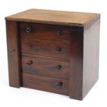 Mahogany set of lockable wooden drawers, 32cm H x 37cm W x 25cm D