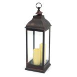 Floor standing battery operated candle lantern, 70cm high