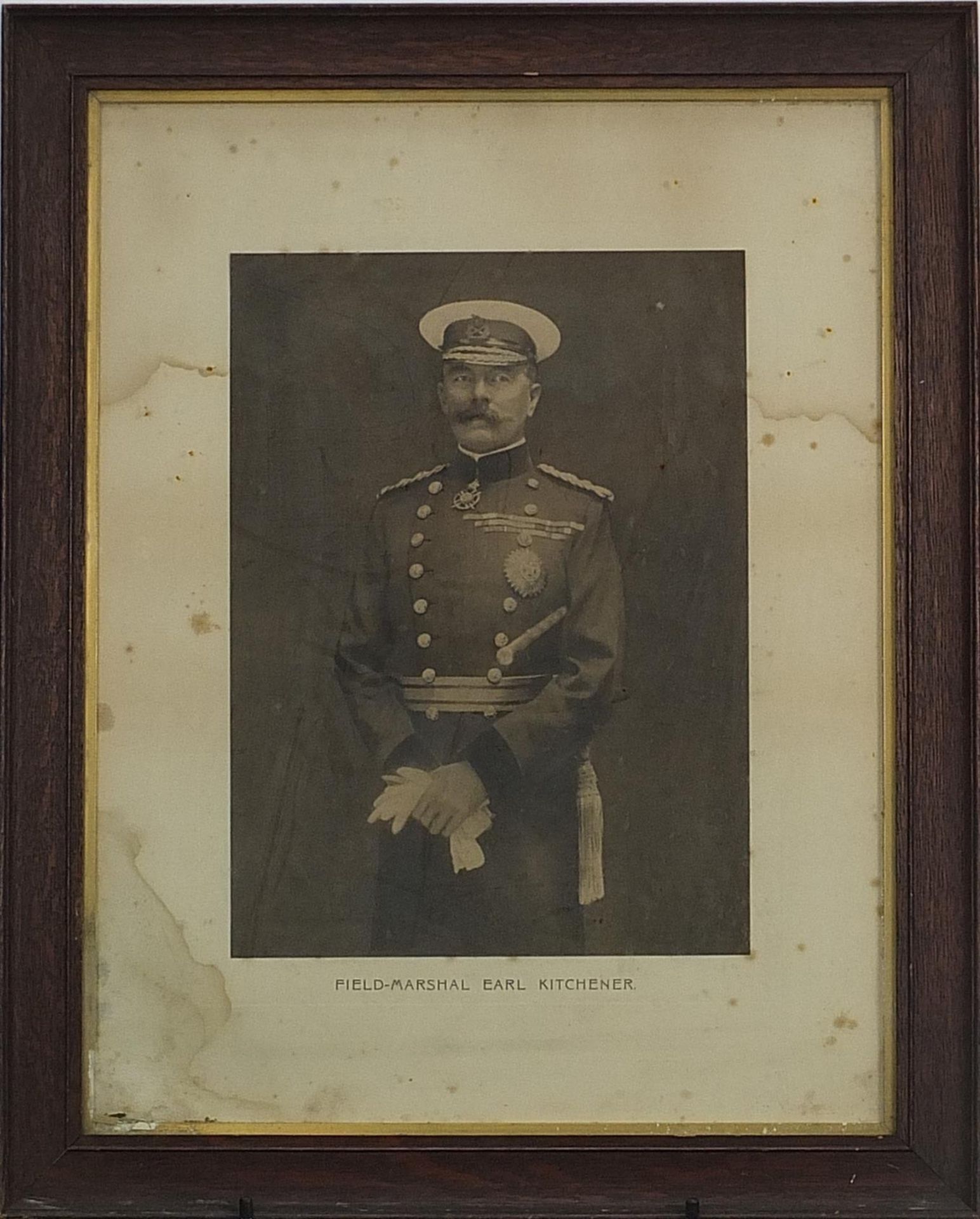 Field Marshal Earl Kitchener, Military interest black and white photographic print, mounted and - Image 2 of 3