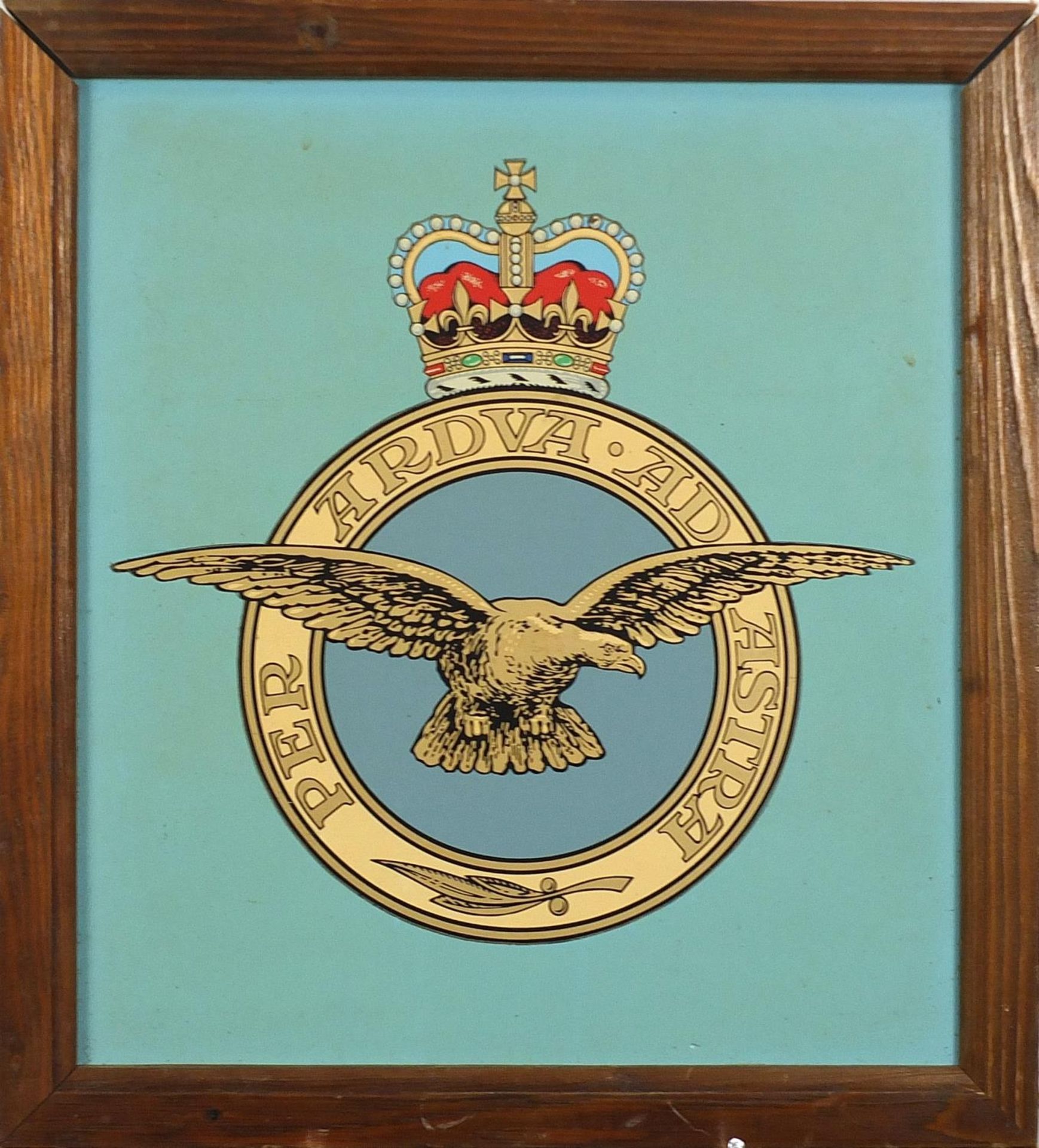 Military interest hand painted RAF panel, framed, 35cm x 31cm excluding the frame - Image 2 of 3