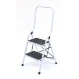 As new white metal two step ladder, the top step 50cm high
