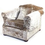 Deep plush velour armchair, 86cm H x 96cm W x 96cm D, the seat 48cm H x 56cm W x 66cm D